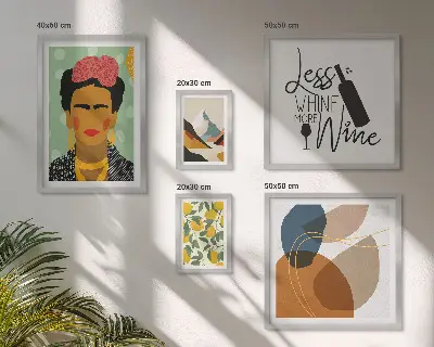 Set van moderne schilderijen met abstracte portretten in boho-stijl