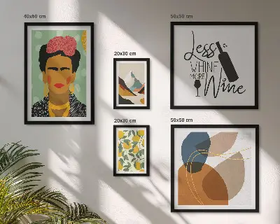 Set van moderne schilderijen met abstracte portretten in boho-stijl