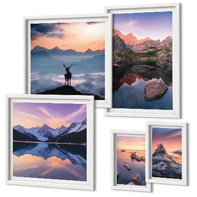 Gallery wall Weerspiegelingen van de zonsondergang in de bergen