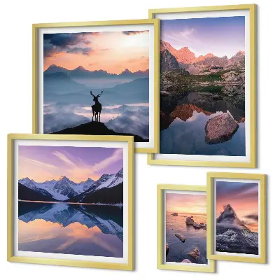 Gallery wall Weerspiegelingen van de zonsondergang in de bergen