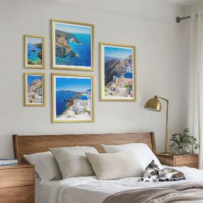 Schilderijen set Griekse eilanden met blauwe koepels