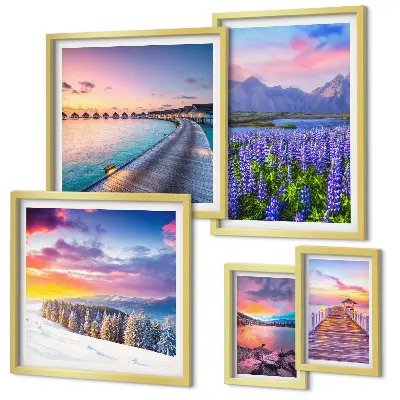 Wanddecoratie compositie met landschappen, natuur, bergen en uitzichten