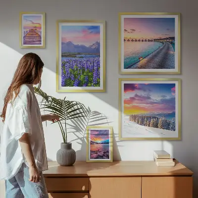 Wanddecoratie compositie met landschappen, natuur, bergen en uitzichten