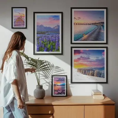 Wanddecoratie compositie met landschappen, natuur, bergen en uitzichten