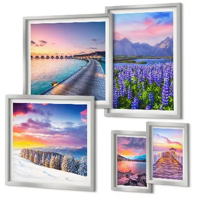 Wanddecoratie compositie met landschappen, natuur, bergen en uitzichten