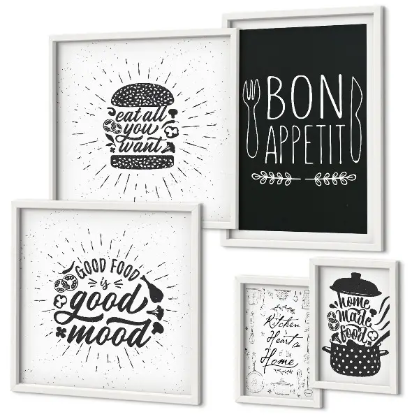 Moderne schilderijen set met thema keukeninspiratie koken