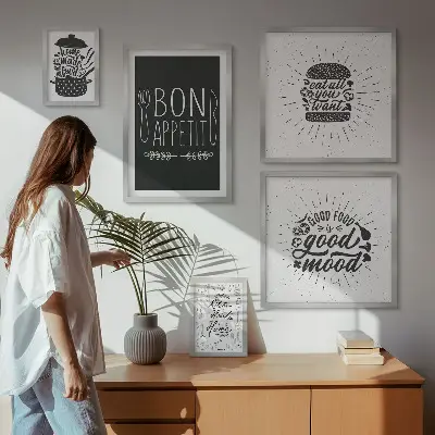 Moderne schilderijen set met thema keukeninspiratie koken