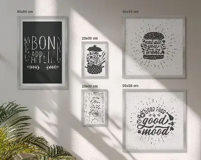 Moderne schilderijen set met thema keukeninspiratie koken