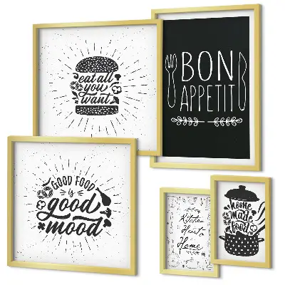 Moderne schilderijen set met thema keukeninspiratie koken