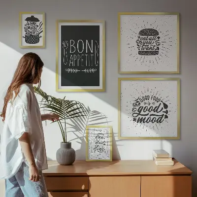 Moderne schilderijen set met thema keukeninspiratie koken