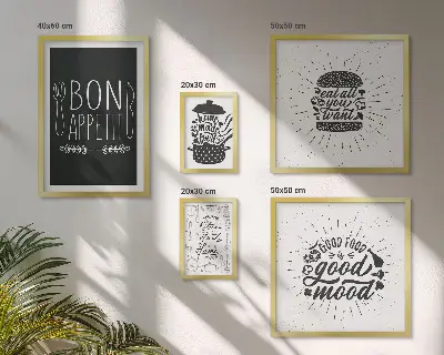 Moderne schilderijen set met thema keukeninspiratie koken