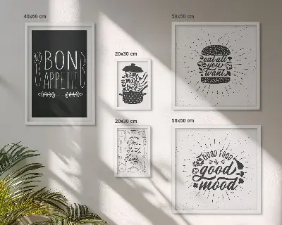 Moderne schilderijen set met thema keukeninspiratie koken