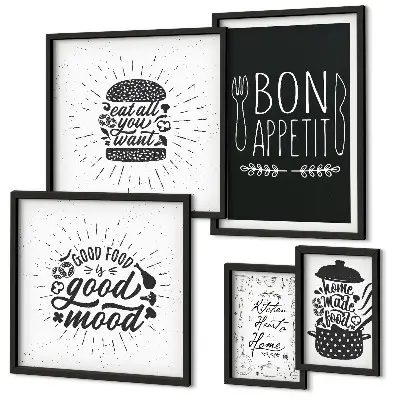 Moderne schilderijen set met thema keukeninspiratie koken