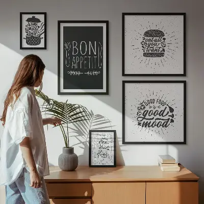 Moderne schilderijen set met thema keukeninspiratie koken
