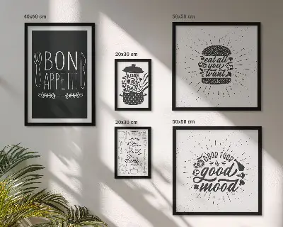 Moderne schilderijen set met thema keukeninspiratie koken