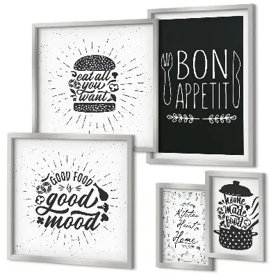 Moderne schilderijen set met thema keukeninspiratie koken