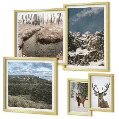 Wanddecoratie compositie wilde natuur met majestueuze bergen