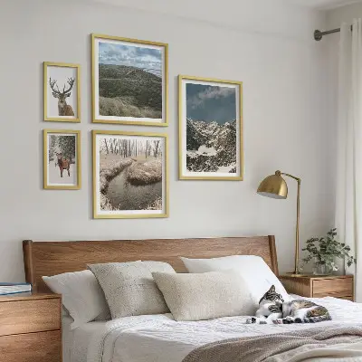 Wanddecoratie compositie wilde natuur met majestueuze bergen