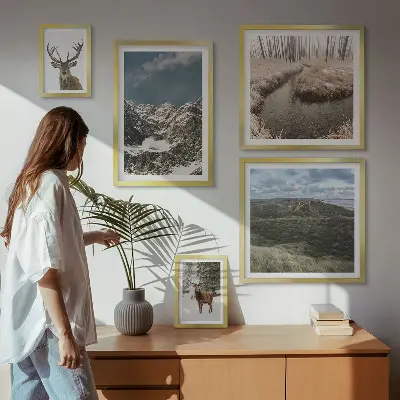 Wanddecoratie compositie wilde natuur met majestueuze bergen