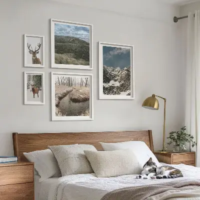 Wanddecoratie compositie wilde natuur met majestueuze bergen