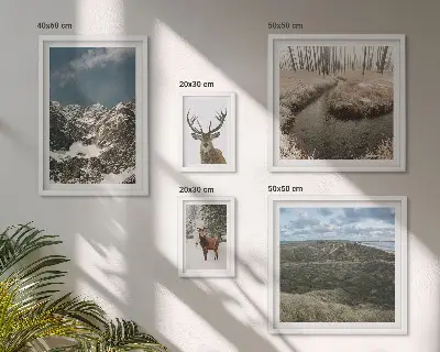 Wanddecoratie compositie wilde natuur met majestueuze bergen