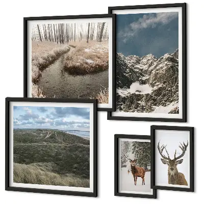 Wanddecoratie compositie wilde natuur met majestueuze bergen