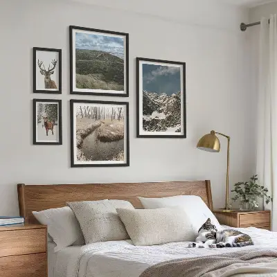 Wanddecoratie compositie wilde natuur met majestueuze bergen