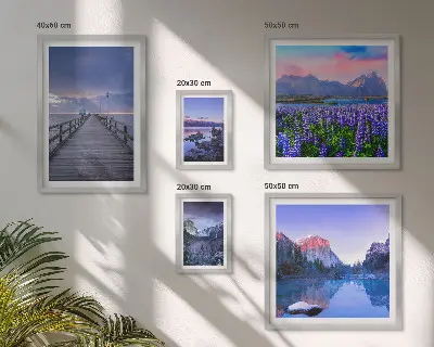 Gallery wall met berg- en kustlandschappen