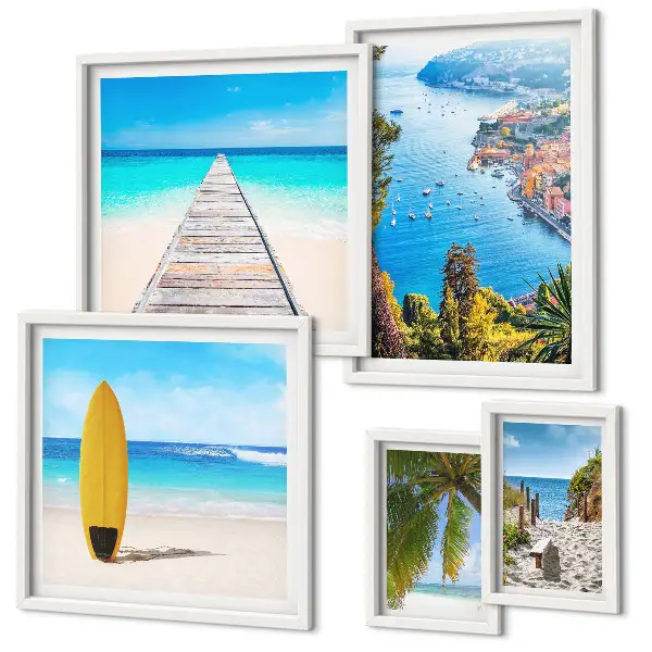 Wanddecoratie compositie met kustlandschappen en stranden