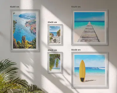 Wanddecoratie compositie met kustlandschappen en stranden