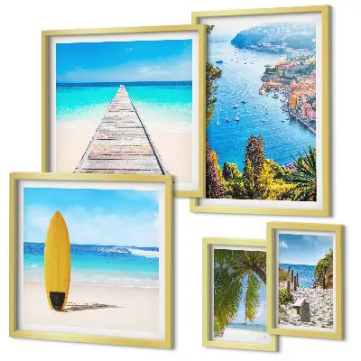 Wanddecoratie compositie met kustlandschappen en stranden