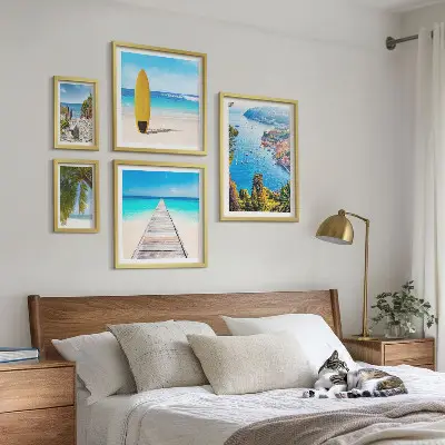 Wanddecoratie compositie met kustlandschappen en stranden
