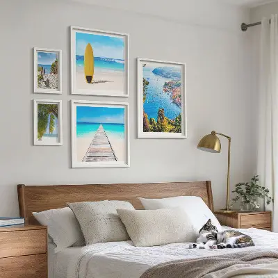 Wanddecoratie compositie met kustlandschappen en stranden