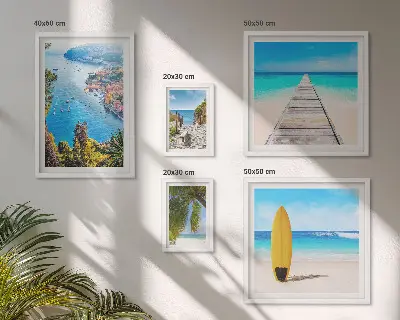 Wanddecoratie compositie met kustlandschappen en stranden