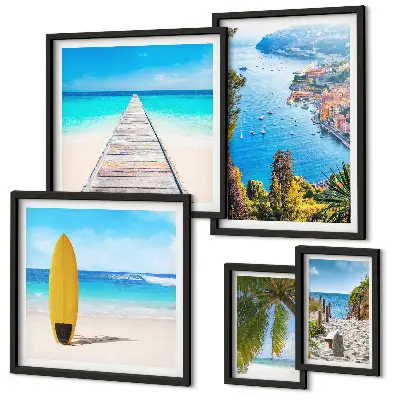 Wanddecoratie compositie met kustlandschappen en stranden