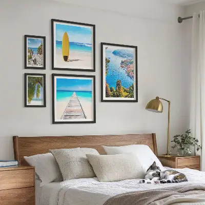 Wanddecoratie compositie met kustlandschappen en stranden