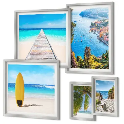 Wanddecoratie compositie met kustlandschappen en stranden