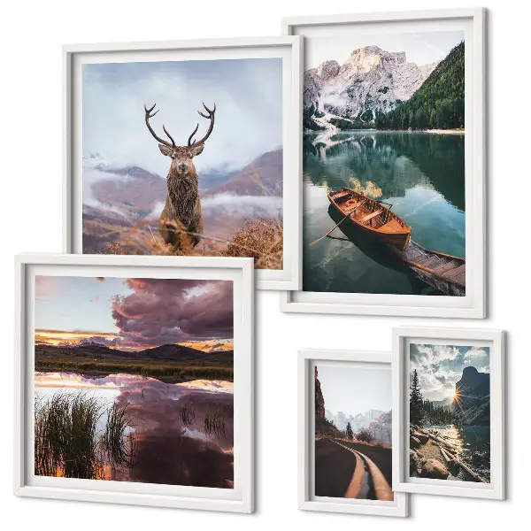 Gallery wall met landschappen, bergen, meren en natuur