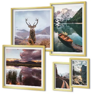 Gallery wall met landschappen, bergen, meren en natuur