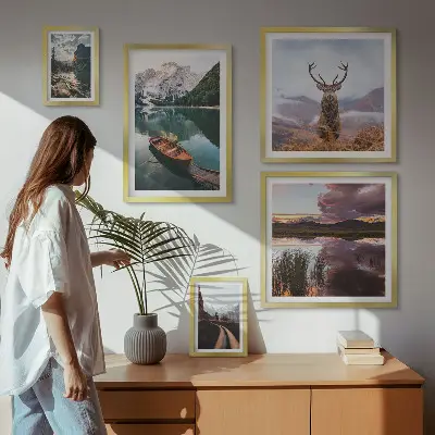 Gallery wall met landschappen, bergen, meren en natuur