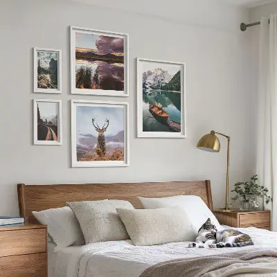 Gallery wall met landschappen, bergen, meren en natuur