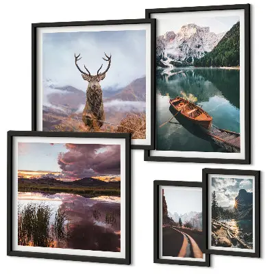 Gallery wall met landschappen, bergen, meren en natuur