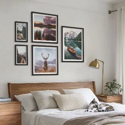 Gallery wall met landschappen, bergen, meren en natuur