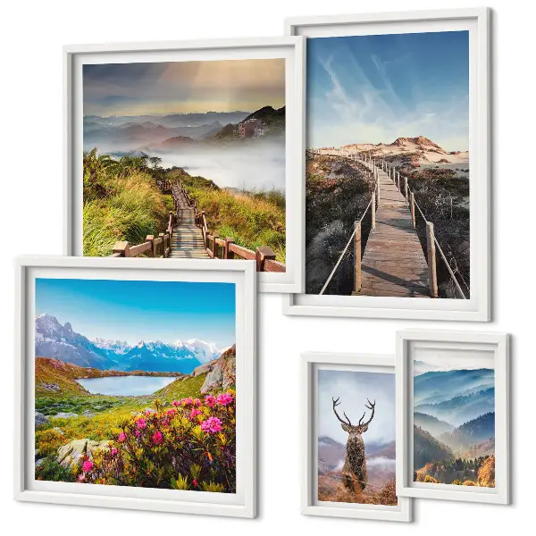 Wanddecoratie compositie Landschappen van bergen en wilde bossen