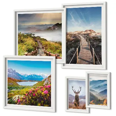 Wanddecoratie compositie Landschappen van bergen en wilde bossen