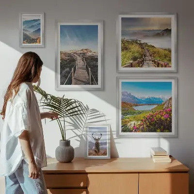 Wanddecoratie compositie Landschappen van bergen en wilde bossen