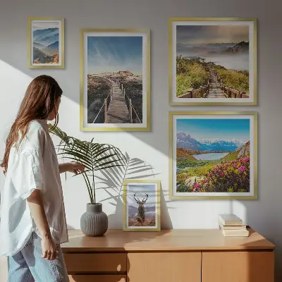 Wanddecoratie compositie Landschappen van bergen en wilde bossen