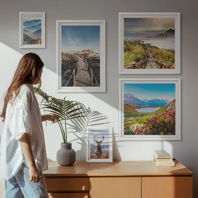 Wanddecoratie compositie Landschappen van bergen en wilde bossen