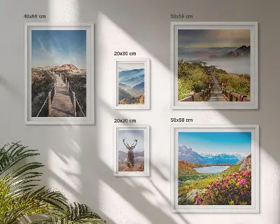 Wanddecoratie compositie Landschappen van bergen en wilde bossen