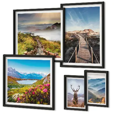 Wanddecoratie compositie Landschappen van bergen en wilde bossen